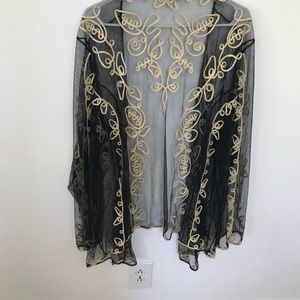 Plus size embroidered cardigan